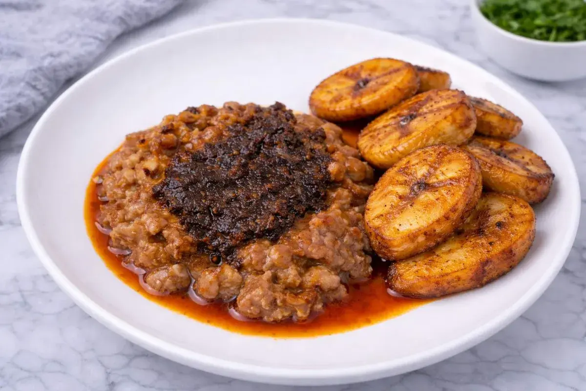 Ewa Agoyin with Plantain