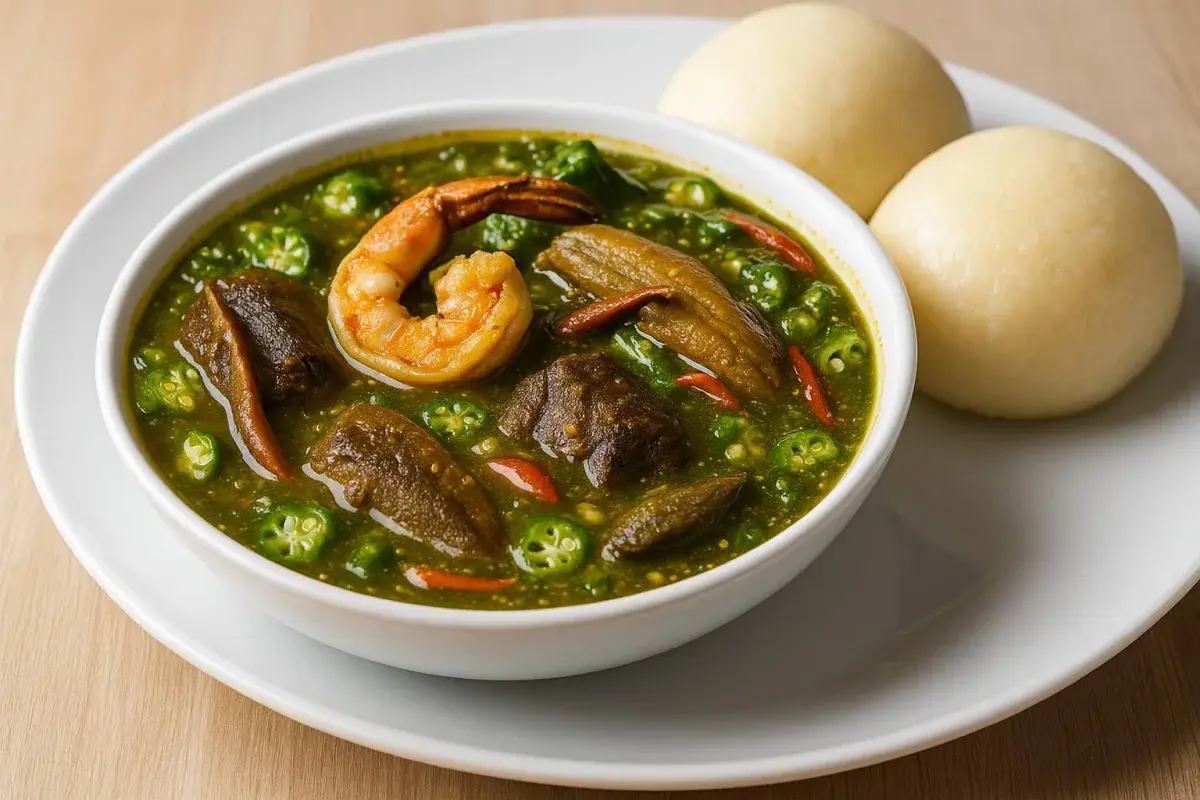 Seafood Okra Soup with Fufu